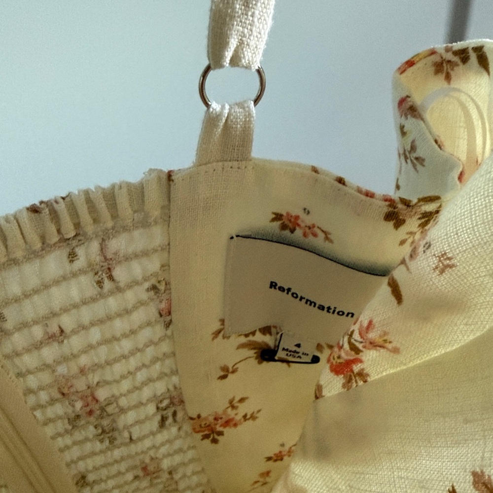 Reformation Cream Floral Sundress with Pink & Peach Blossoms - Picture 3 of 5